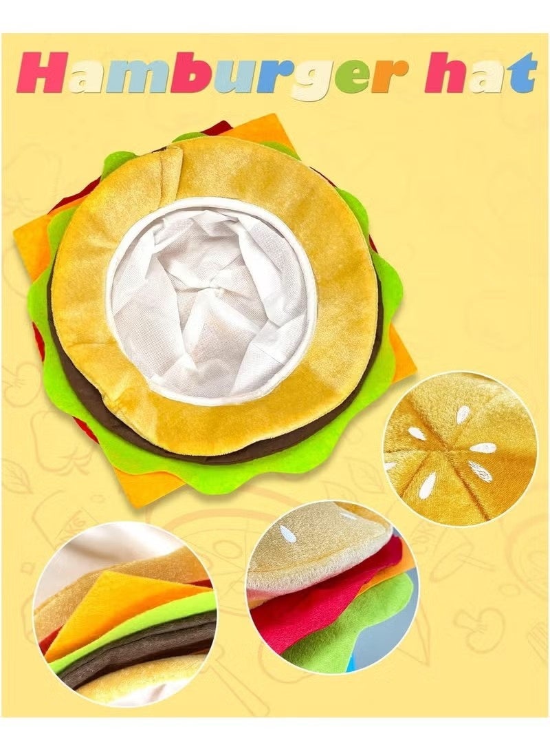 Funny Hamburger Hat, Cheeseburger Headwear Fun Fast Food Party Costume Supplies Halloween Crazy Role Play Hat Dress Up Hats for Adult Teens - Image 5